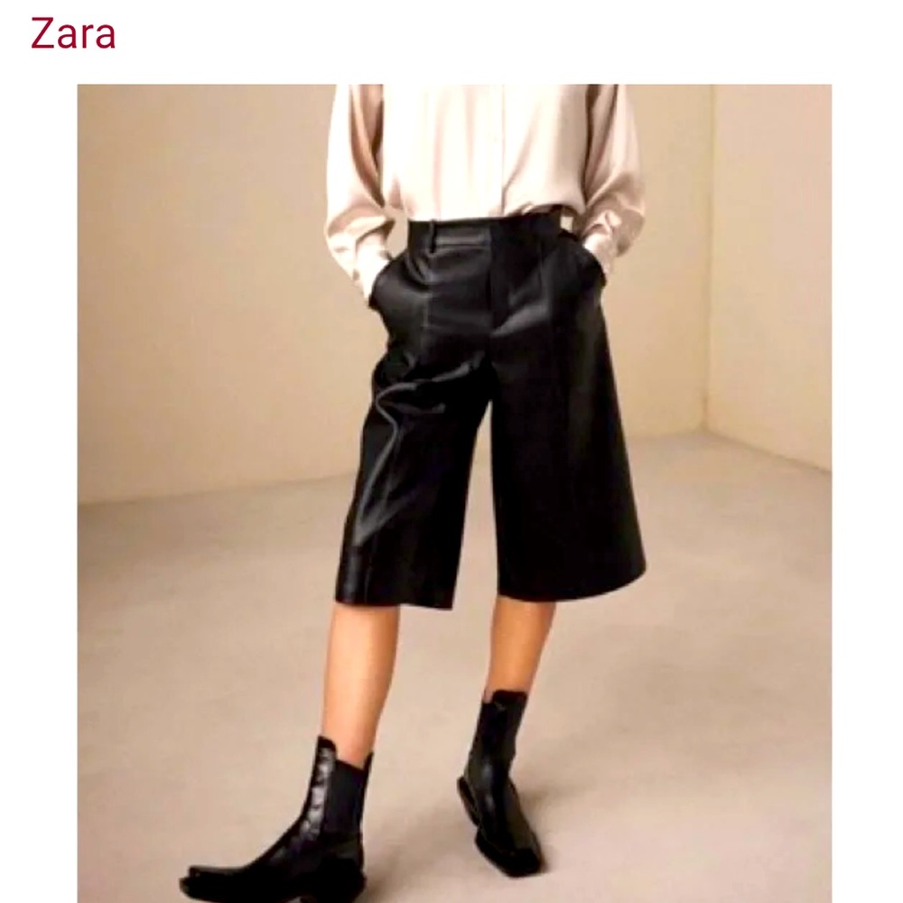 Zara leather Bermuda shorts